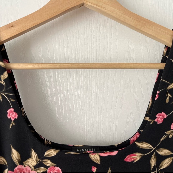 DYNAMITE Black Floral Double Layer Tank Top Size M - Picture 4 of 9